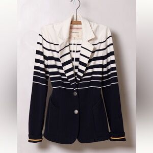 Cartonnier Navy and Off-White Striped Knit Blazer